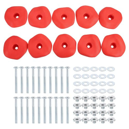 PATIKIL Rock Climbing Holds, Climbing Rock Wall Grips Play Set Climber Attachments with Single Holes for Playground - color: Red, style: Red-C