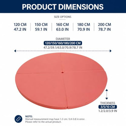 Folding Safety Mat for Home Spinning Round Pole Dance Mat, Round Foldable Aerial Yoga Mat for Pole Dancing, Gymnastics, Aerial Hoop, Simple Maintenance - size: 150*10cm/59.1*3.9in