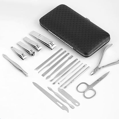 Grooming Kit Home and Travel-Manicure Set 19, Nail Clipper Set, Portable Nail Kit, Travel Nails Kits(Black) - color: Black, size: 19 Piece Set