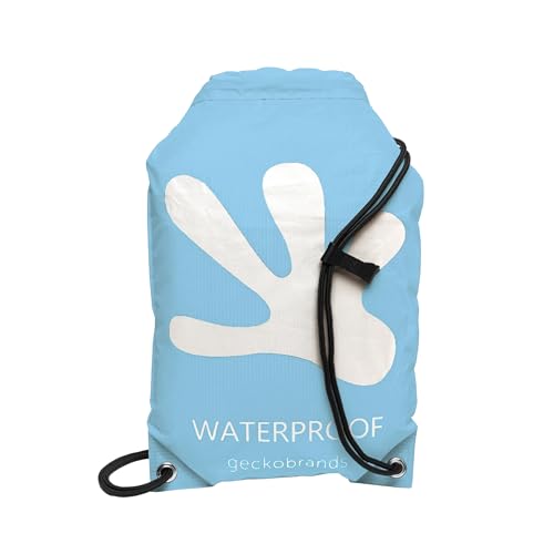geckobrands Embark 10L Drawstring Backpack – Waterproof, Lightweight Dry Bag for Beach, Hiking, and Light Water Activities - color: Carolina Blue/White