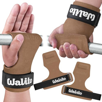 Weight Lifting Wrist Strap，Double Layer Leather Wrist Wraps with Neoprene Padding for Weightlifting & Deadlifts – Adjustable Gym Straps for Men & Women - color: Brown