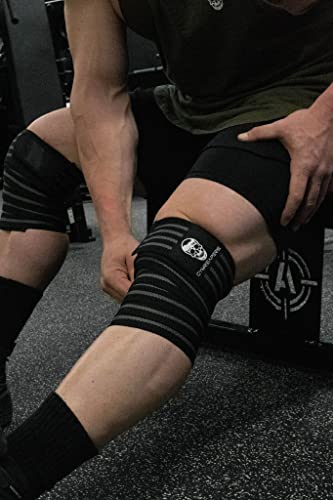 Gymreapers Knee Wraps for Squats and Powerlifting 72 Inch Compression Wraps with Strap for Men & Women Weightlifting Support - color: Gray