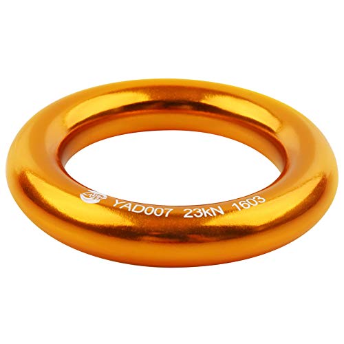 PROND Aluminum Rappel Ring, Climb Perfect Tension Aluminum Alloy O-Ring, 23KN Rappel Rings for Rock Climbing Arborist and Hammock - color: Gold - 1 Pcs/Pack