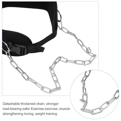 Weighted Dip Belt with Galvanized Chain for Pull-ups and Dips Knitted Tape Support for Back Comfort Muscle Strengthening Resistance Equipment for Weight Training and Fitness