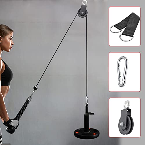 Uenhoy 90mm Cable Pulley w/Strap & Carabiner Silent 330lbs LAT Gym | Nylon Wheel & Iron Bearing, 360° Swivel Prevents Tangling, Silent Running, 330lbs Capacity, For Gym Hoist Clothesline - size: Cable Pulley Set