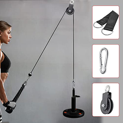 Uenhoy 90mm Cable Pulley w/Strap & Carabiner Silent 330lbs LAT Gym | Nylon Wheel & Iron Bearing, 360° Swivel Prevents Tangling, Silent Running, 330lbs Capacity, For Gym Hoist Clothesline - size: Cable Pulley Set