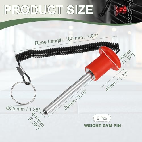 Gym Pin Weight Stack Pin Strength Training Lifting Equipment Replacement with Pull Rope Fitting for Home Gym - color: Red, size: 0.4 x 3.1 Inch