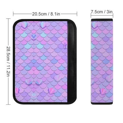 2 Piece Soft Padded Car Seat Belt Pad for Elderly Support, Stroller Pushchair High Chair, Purple Mermaid Scale Shoulder Harness Cover, Shock Absorption - color: Pattern 713
