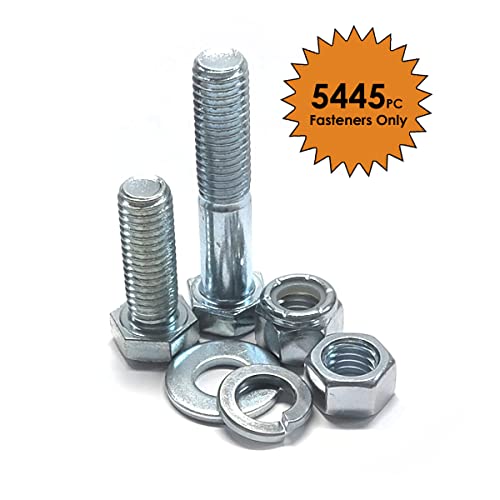 Titan Industrial Supply- 5,445 pcs Grade 5 Coarse Hardware Assortment Kit with Hex Cap Screws, Hex Nuts, Nylon Locknuts & Washers- Fasteners Only