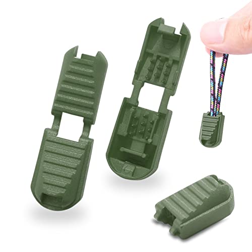 12 Pack Zipper Pull Tabs Cord Ends Tips Shoe Lace End Clips Cord Lock for Paracord Molle Backpack Quick No Tie Shoelace Triathlon Marathon Running Shoe - color: MilitaryGreen x 12