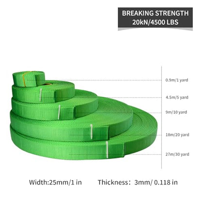 SEPEAK 1 inch Nylon Tubular Webbing, 20kN/4500 lbs, Heavy Duty Webbing Strap for Rigging, Hanging, Rescue, Firefighting,1pc,Green,5 Yard - color: Green, size: 1 inch x 5 yard