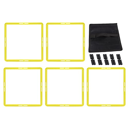 5 Pcs Agility Training Rings, Speed Agility Rings for Basketball Football Soccer, Multifunctional PP Ladder Rings with Carrying Strap for Indoor Outdoor Sports Training - color: Yellow