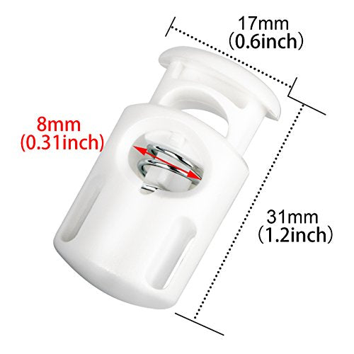 DYZD Plastic Cord Locks End Spring Stop Toggle Stoppers Multi-Colour (10PCS, White) - color: White