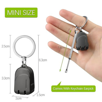 All Metal Foldable Nail Clippers, Stainless Steel Pocket Keychain Fingernail Clipper with Earpick & Keyrings, Poretable Compact Travel Nail Trimmer Cutter for Men Women Adults, Black - color: Black