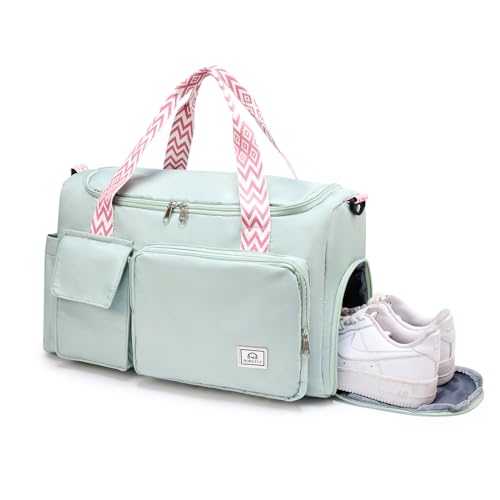 Small Gym Bag for Women, Travel Duffle Bag Carry On Weekender Bag with Shoe Compartment - color: 34#Green, style: Gym Bag&toiletry Bag