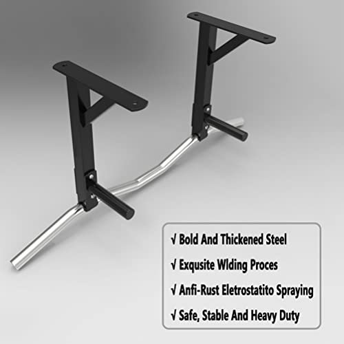 Fitness Equipment Wall Mounted Pull Up Bar, Space Saving Ceiling Steel Fitness Horizontal Bar, Home Gym Strength Training Bar, Load 661 LB