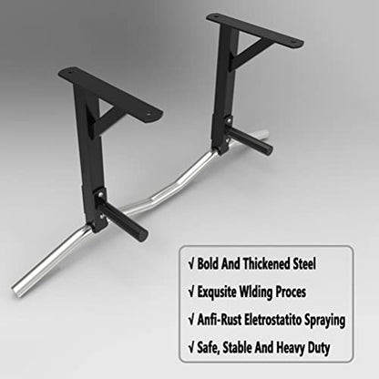Fitness Equipment Wall Mounted Pull Up Bar, Space Saving Ceiling Steel Fitness Horizontal Bar, Home Gym Strength Training Bar, Load 661 LB