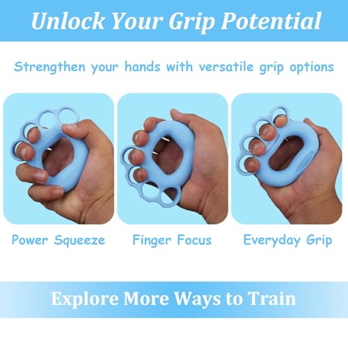 3 Pack Finger Exerciser & Hand Grip Strengthener, 3 Resistance Levels (20–50 lbs), Ergonomic Silicone Hand Strengthener for Rehab, Arthritis & Therapy, Ideal for Musicians, Climbers, Seniors