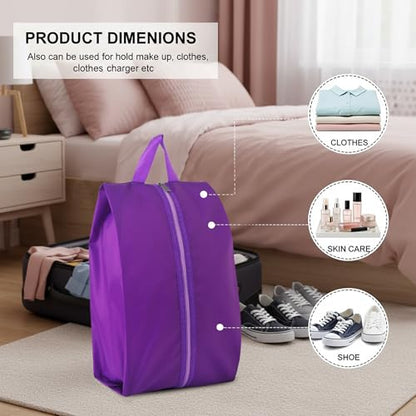 6pcs Portable Shoe Organizer, Travel Pouches with Zipper, Golf Shoe Bags, Clothes Bags, Soccer Cleats Bag Shoe Pouch for Gym, Waterproof, Odor-Resistant (Purple) | Golf Shoe Bags, Clothes Bags, Soccer Cleats Bag Shoe Pouch for Gym, Waterproof, Odor-Resist