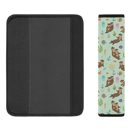 2PCS Breathable Car Seat Belt Pad for Elderly Support, Stroller Pushchair High Chair, Sea Otters Seat Belt Cushion, Anti-Slip Pad - color: Pattern 400