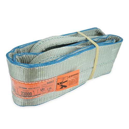 Chenango Supply Eye & Eye 2 Ply Rigging DD Slings | USA-Made, Heavy Duty, Marine Flo Guard Polyester, for Lifting & Material Handling (Multiple Sizes and Capacities) - size: 4" x 12'