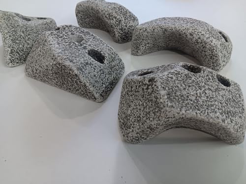 Rock Climbing Holds, Textured Gray Granite Style, 5-6 inch Width, Multiple Bolt Holes