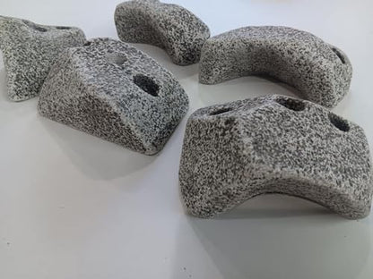 Rock Climbing Holds, Textured Gray Granite Style, 5-6 inch Width, Multiple Bolt Holes