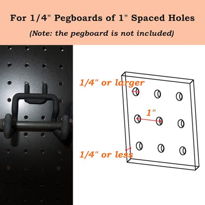 6 Pack Pegboard Hooks - Peg Board Tool Utility Hooks & Hangers Fit 1/4" Pegboards - Heavy Duty Metal Peg Board Shelving Hooks Wall Organizers and Storage for Garage Craft Workbench (S)