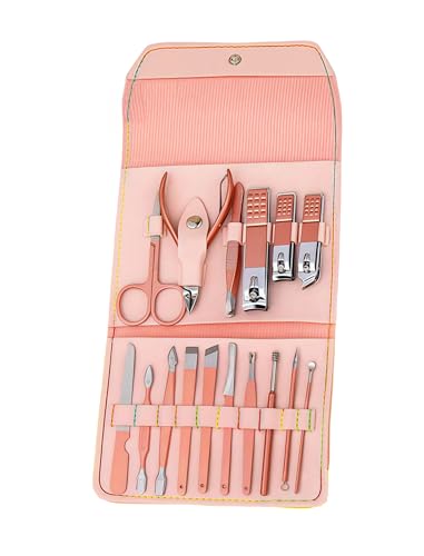 16pcs Nail Clippers Kit, Ultra Sharp Sturdy Fingernail Cutters, Professional Nail Clippers Pedicure Care Tools, Toenail Clipper Cutters for Men and Women Nail Trimmer,Luxury Gold Color,Pink - color: Pink