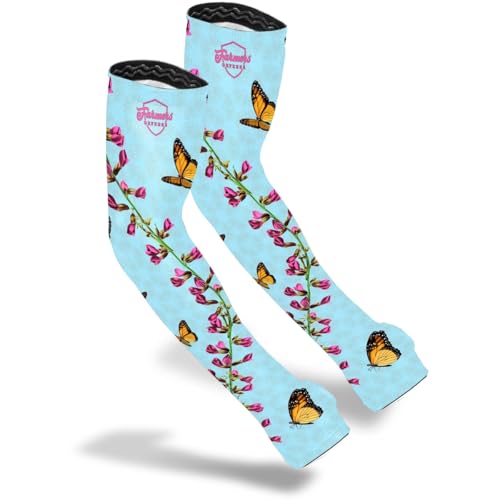 FARMER'S DEFENSE Gardening Arm Sleeves|UV Cooling Protective Sleeve Women & Men|Anti-Scratch Cover Sun UPF Outdoor Protection - Monarch - XS - color: Monarch, size: X-Small
