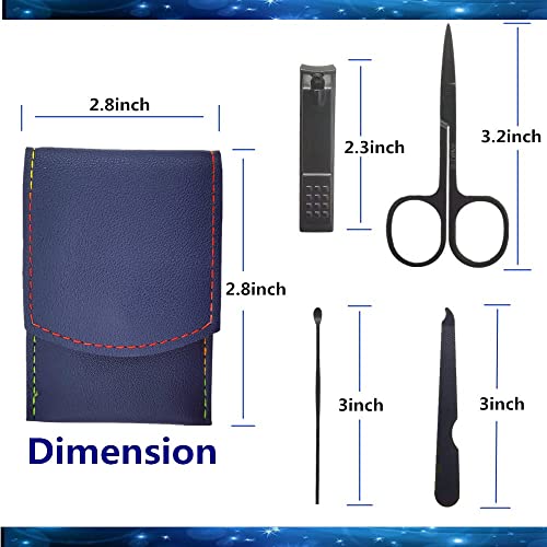 Manicure Set, Professional Men/Women Nail Clippers Kit 4PCS, Stainless Steel Nail Cutter Care Tools Professional Grooming Kits, PU Leather Travel Case(black) - color: black