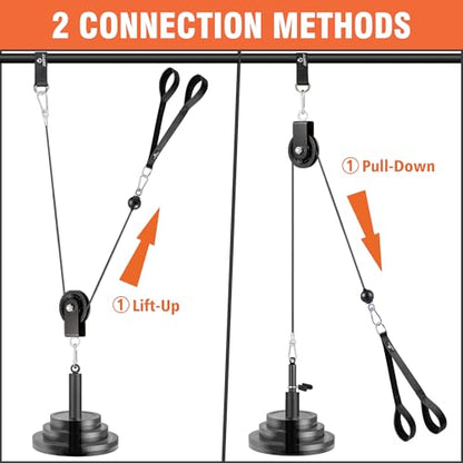 SERTT Weight Cable Pulley System Gym, with Upgraded 2 in 1 Loading Pin,for Tricep Pull Down, Bicep Curl, Shoulder, Back, Forearm Home Gym Equipment - color: with Nylon Pulley