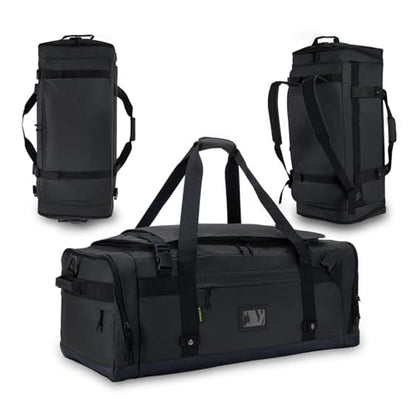 Large Duffle Bag for Travel - Men & Women, Foldable Gym Duffle Backpack, Heavy Duty Tactical Military Canvas Duffel Bags, Extra Big Carry On with Shoe Pockets, Waterproof (80L/103L) - color: Black, size: M(80L)