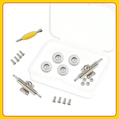 7 Pieces POM Round White Fingerboard-Wheels Size 7.3mm*4.5mm Tool Set with 1 Screwdrivers 2 Alloy axles - color: Round White