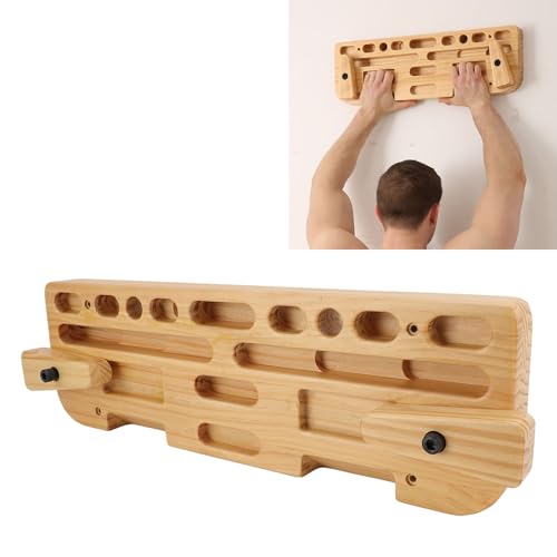 Alomejor Wooden Climbing Finger Board, Solid Board Training Hang Various Grip Hole Enhanced Strength Exercise, Compact for Home Gym or Outdoor