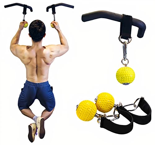 Pull Up Grips Ball – Enhance Grip Strength & Forearm Training – 2.8inch Non-Slip Surface Grip Balls – Includes Carabiners & Straps – Max Load 530lbs – Ideal for Climbing, Calisthenics