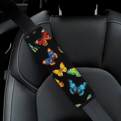 2 Pack Breathable Car Seat Straps Shoulder Pads for Adults and Children, All Vehicles, Beautiful Butterfly Colorful Harness Pads Strap, Pressure Relief - color: Pattern 542