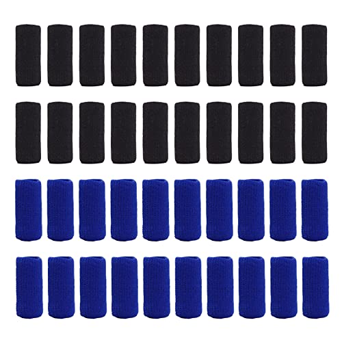 ELANE 40 PCS Finger Sleeves Protectors Thumb Brace Support Elastic Trigger Finger Splints for Relieving Pain, Arthritis,Trigger Finger,Knuckle (Black+Blue) - color: Black+Blue