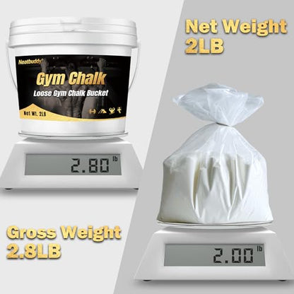 2LB Loose Gym Chalk Bucket, Lifting Chalk, Premium Chalk Powder with Chalk Bag & Spoon for Weightlifting, Gymnastics & Climbing