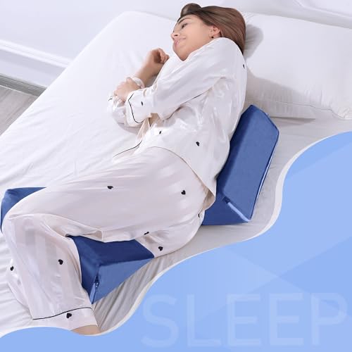 BALAPET 2 Pcs Small Wedge Pillow for Sleeping，Premium Foam Bed Pillow for Side Sleeping,Triangle Wedge Pillow for Leg Elevation,Yoga,Reduce Back Pain(Blue - color: Blue