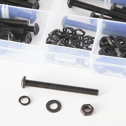238 PCS M5 x 8mm 10mm 12mm 16mm 18mm 20mm 25mm, Button Head Socket Cap Screws Bolts Washers Nuts Assortment Kit, 10.9 Grade Alloy Steel, Black Oxide Finish, Metric Allen Hex Drive - size: Button M5x8/10/12/16/18/20/25 mm