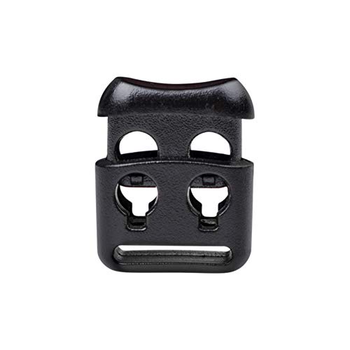 DYZD Double Hole Plastic Cord Locks End Spring Stop Toggle Stoppers Multi-Colour (20 PCS, Black) - color: Black, size: 20PCS