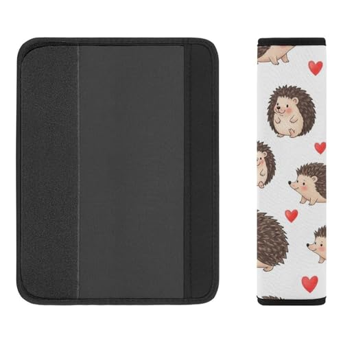 1 Pair Universal Soft and Comfortable Seat Belt Shoulder Pad for Kids, Stroller Pushchair High Chair, Cute Hedgehog Pink Hearts Shoulder Protector, Anti-Slip Pad - color: Pattern 648