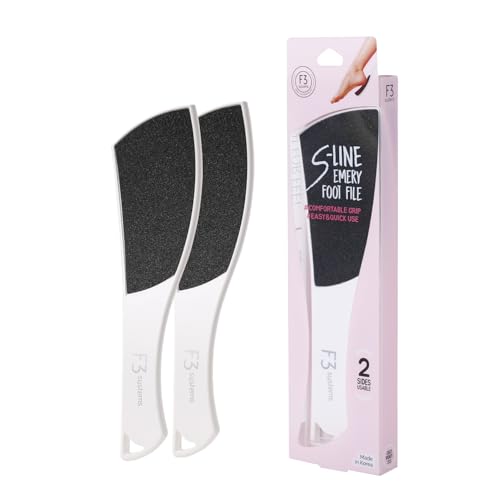 S-Line Emery Foot File, Colossal Double-Sided Pedicure Tool, Effective for Cracked Heel, Ergonomic Design for Easy Grip (2Pcs) - color: White 2pcs