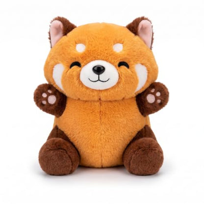 Fluffy Red Panda Plush Chalk Bag, Drawstring Magnesia Storage Pouch with Adjustable Waist Strap, Cute Animal Shape Gym Chalk Holder for Rock Climbing, Bouldering, Weight Lifting, Daily Gym Training