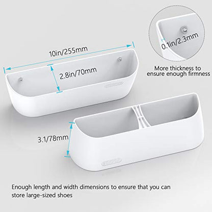 Wall Mounted Shoes Rack 2Pack with Sticky Hanging Strips, Plastic Shoes Holder Storage Organizer,Door Shoe Hangers (SM03-White-2) - color: SM03-White-2