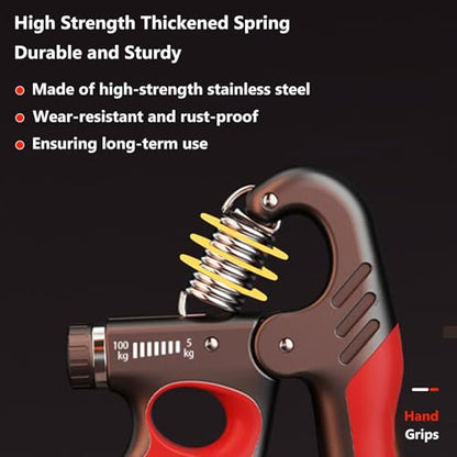 Grip Strength Trainer Forearm Strengthener 11-220 lbs Adjustable Resistance | Automatic Counting, Ergonomic Design, Ideal Device for Grip Strengthening, Arthritis Relief, Hand Physical Therapy & Rehab - color: Gray