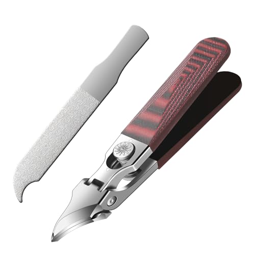 Large-Opening Pointed-Edge Nail Clipper - Detailed Trimming for Narrow Areas - G10 Handle & Stainless Steel Blades - Suited for Ingrown-Nail, Thick-Nail Users & Seniors(Straight Red C) - color: Straight Red C