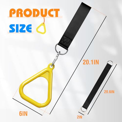 LadyRosian Trapeze Bar Swing Monkey Bars Hanging Ninja Rings Warrior Slackline Obstacle Course Kits for Kid Playground Equipment Accessories (Yellow) - color: Yellow