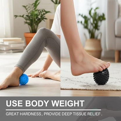 LEZER Spiky Massage Ball, Trigger Massage Point, Plantar Fasciitis, Deep Tissue Myofascial Release Tool, Foot Massager, Muscle Knot Relief, Physical Therapy, Set of 3 - style: 03－set of 3；2.7 In, 3.0 In, 3.5 in